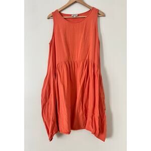 Orientique Naturally Australian Orange Asymmetrical Trapeze Linen Cotton M
